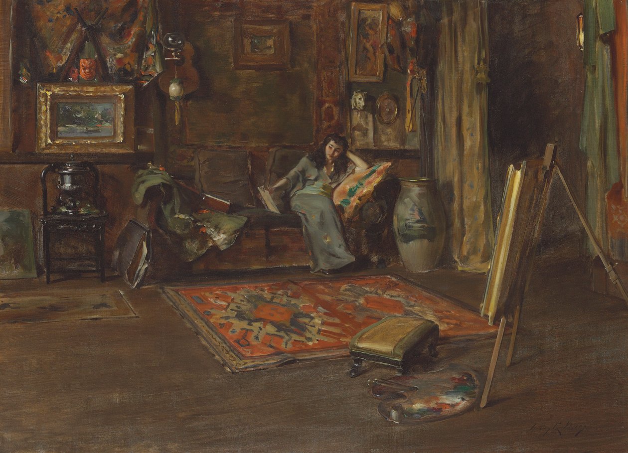 Innenraum von William Merritt Chases Studio in der Tenth Street von Irving Ramsay Wiles