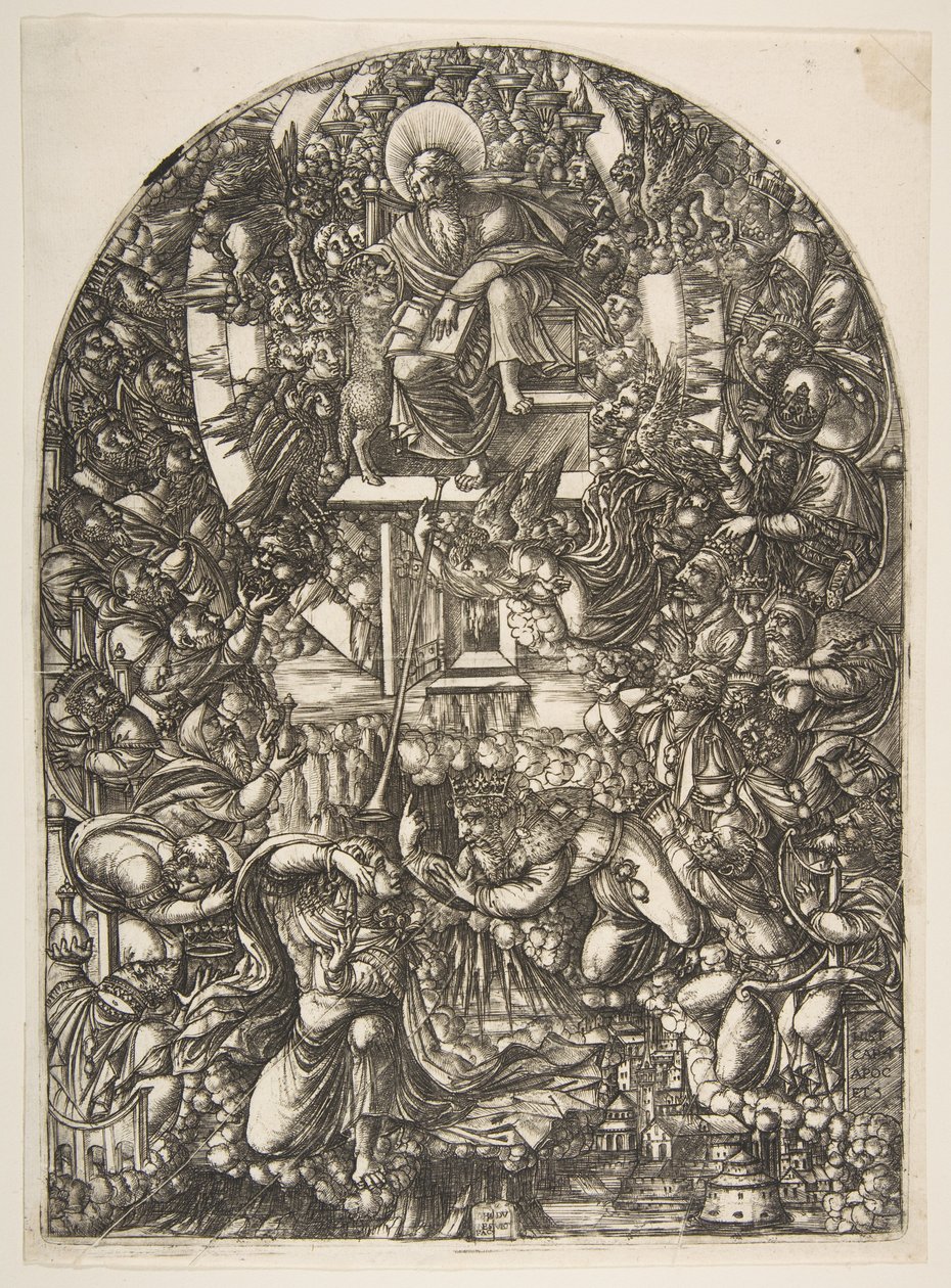 Der heilige Johannes wird in den Himmel gerufen, aus der Apokalypse von Jean Duvet