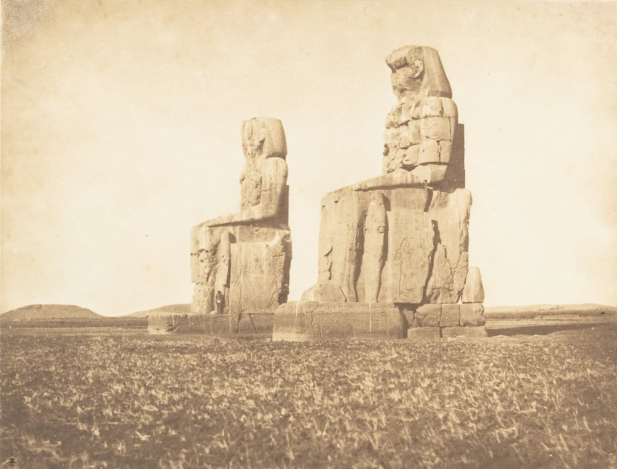 Ansicht der beiden Kolosse des Amenophiums in Theben, 1849-50 von Maxime Du Camp