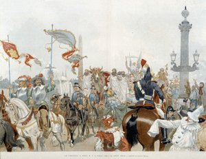 Karneval in Paris: Rindfleisch - Aquarell von Adrien Marie