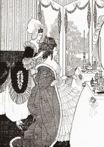 Die Toilette nach Aubrey Beardsley. Aus Illustrierte Sittengeschichte vom Mittelalter bis zur Gegenwart von Eduard Fuchs, veröffentlicht 1909.