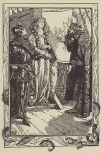 König Anguish gibt Isolt an Sir Tristram (Lithografie)