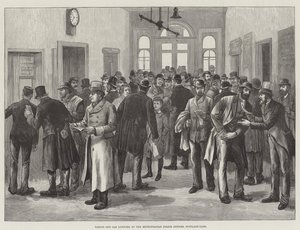 Erwerb von Taxilizenzen bei den Metropolitan Police Offices, Scotland Yard (Stich)