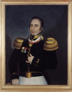 Porträt von André Hippolyte Bouchard, der an der Revolution von Buenos Aires am 25. Mai 1810 teilnahm, von Étienne Prosper Berne-Bellecour (1838 - 1910)