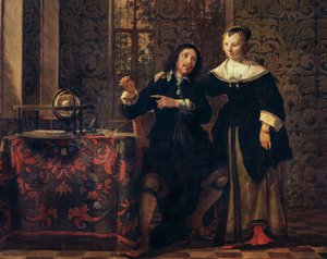 Der Astronom und seine Frau, Gemälde von Gonzales Coques (ca. 1614-1684)