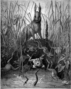 Der Hase und die Frösche: Fabel von Jean de La Fontaine, illustriert von Gustave Doré - Der Hase und die Frösche