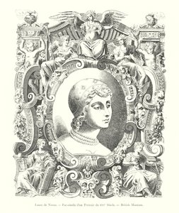 Laura de Noves, Faksimile eines Porträts aus dem 16. Jahrhundert, British Museum (Gravur)