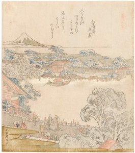 Die Ufer des Sumida-Flusses, Komatomeishi. Triptychon aus der Serie Umazukushi, linker Teil, 1822