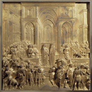 Das Treffen von König Salomo und der Königin von Saba. Originaltafel der Paradiespforte