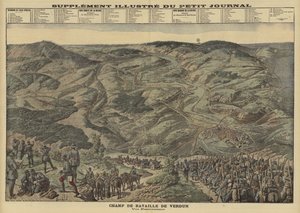Panoramablick auf das Schlachtfeld von Verdun, Frankreich, Erster Weltkrieg