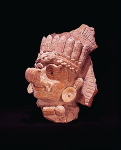 Kopf des Maya-Maisgottes, Oaxaca, ca. 500 n. Chr. (Irdenware)