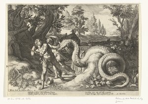Gefährten von Kadmos von einem Drachen verschlungen
