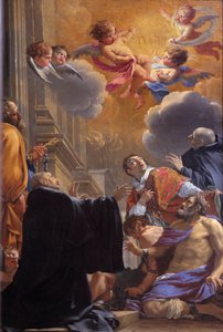 Heiliger Merry (oder Heiliger Mederic), Bischof von Paris (7. Jahrhundert) befreit die Gefangenen Gemälde von Simon Vouet (1590-1649) 1640 Kirche Saint Merri, Paris