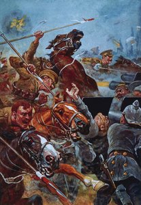 Der Angriff der 9. Lanzenreiter während des Rückzugs von Mons