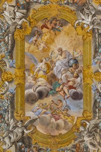 Ansicht der Decke, Kirche von Nunziatina, Todi, Umbrien, Italien