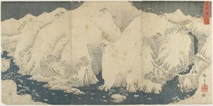 Berg und Fluss am Kiso-Pass, August 1857
