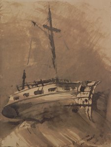 Ein Schiff in stürmischer See, 1864 (Feder und Tuschlavierung auf Papier)