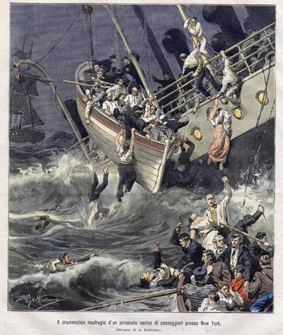 Schiffswrack der Larchmont vor New York im Februar 1907 von Achille Beltrame