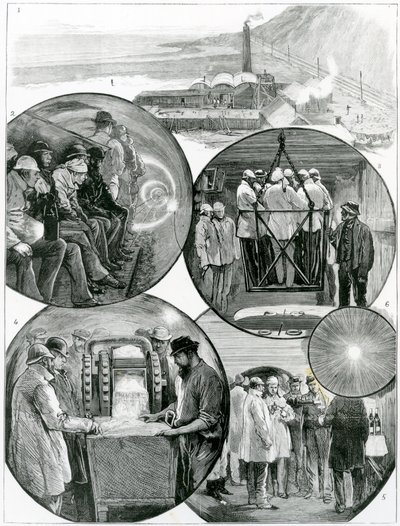 Ein Besuch im Kanaltunnel, Illustration aus The Graphic, 4. März 1882 von English School