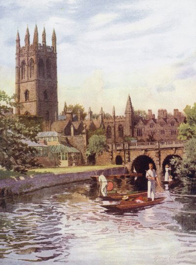 Oxford: Magdalen College und Brücke vom Cherwell von George Carline