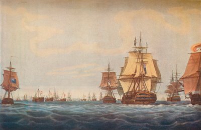 Schlacht von Kopenhagen 1801. Britische Flotte nähert sich von Robert Pollard