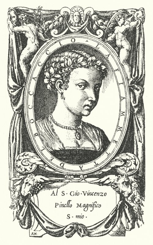 Die Dame Fiammetta, Thema von Giovanni Boccaccios Roman Elegia di Madonna Fiammetta von Enea Vico