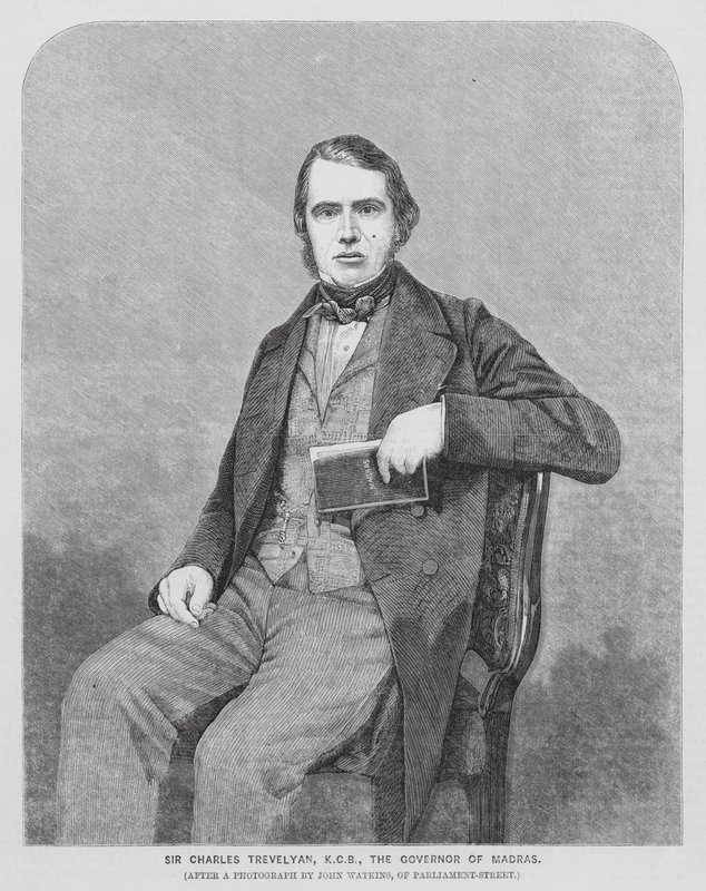 Sir Charles Trevelyan, britischer Kolonialverwalter (Gravur) von John (after) Watkins